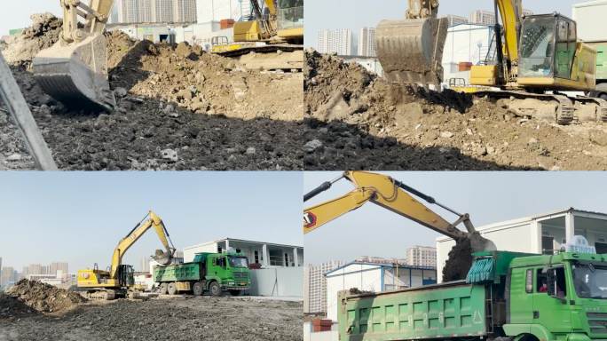 工程建设挖掘机挖土机渣土车修路机械机械工