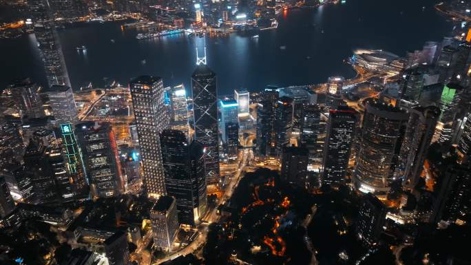 香港太平山夜景航拍视频