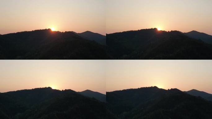 唯美黄昏日落夕阳山脊线