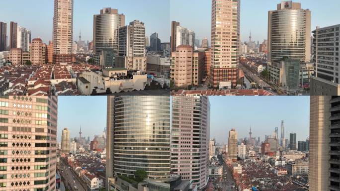 4K原素材-航拍上海黄埔区城市景观