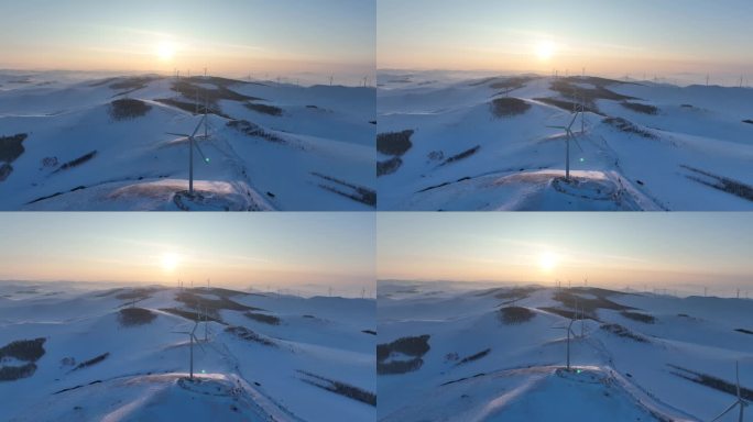 内蒙古雪原山岭风力发电场