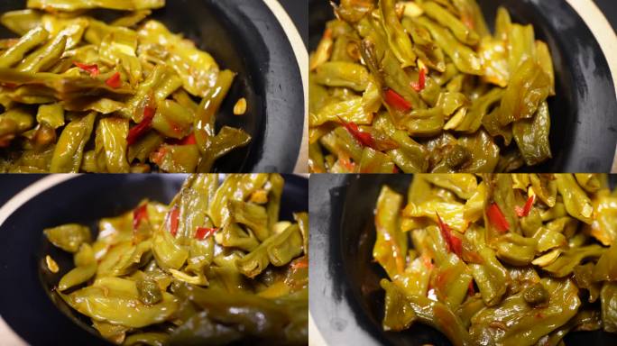 镜头合集酸豇豆腌制豇豆咸菜下饭菜(1)