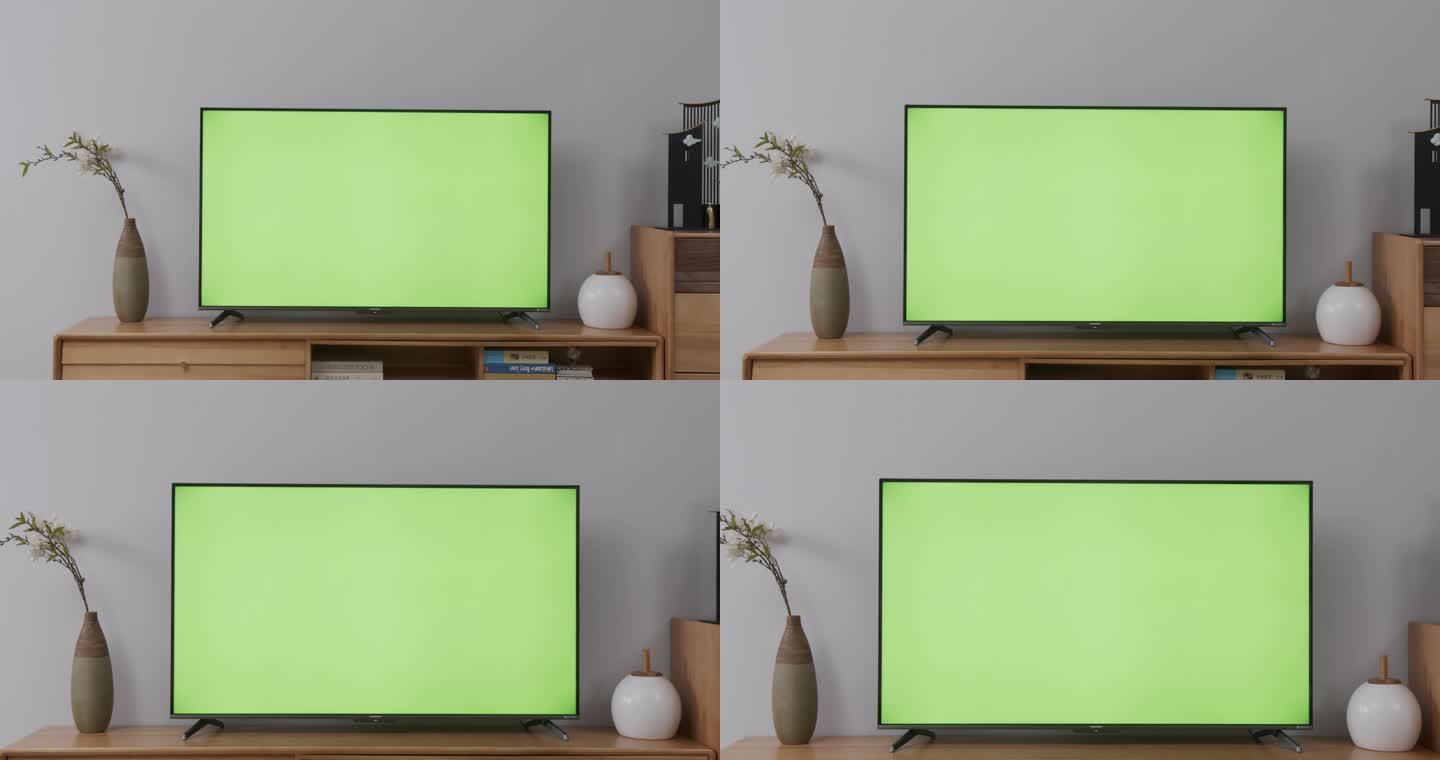 客厅电视机绿幕抠像空镜