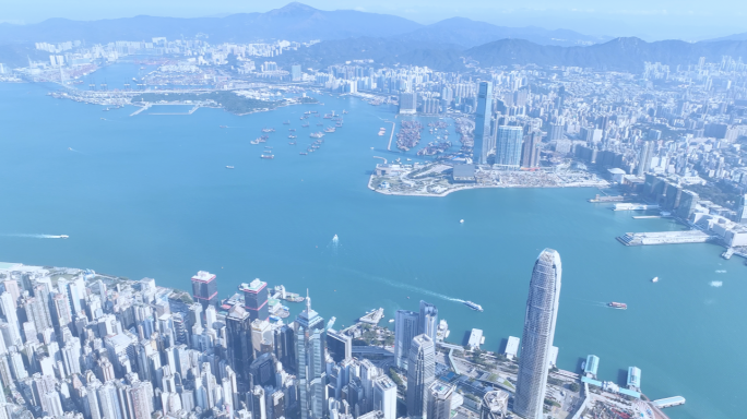 4K航拍香港维多利亚港 香港经济香港旅游