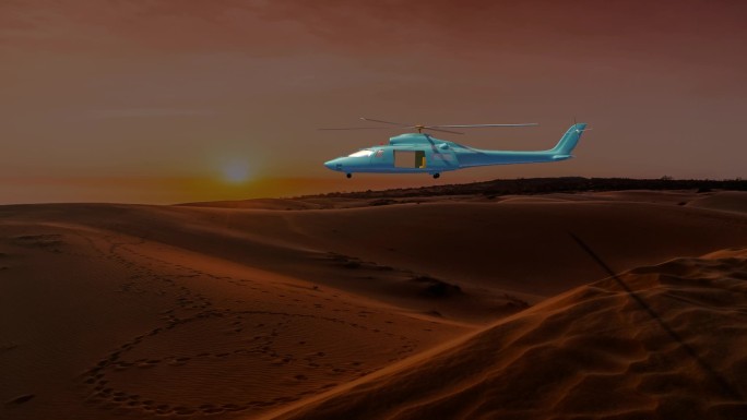 直升机穿越沙漠