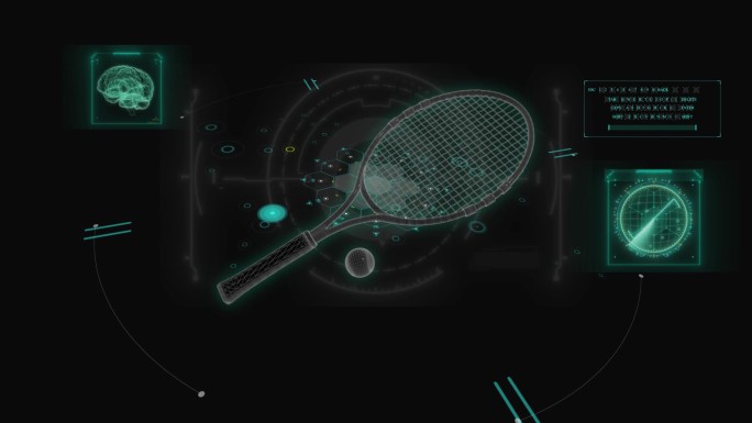 网球拍HUD科技界面展示素材