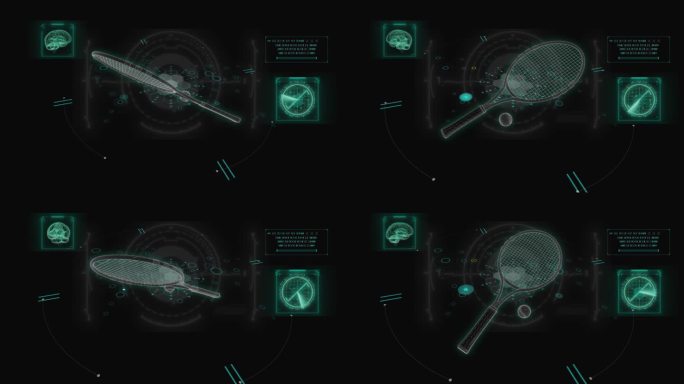 网球拍HUD科技界面展示素材
