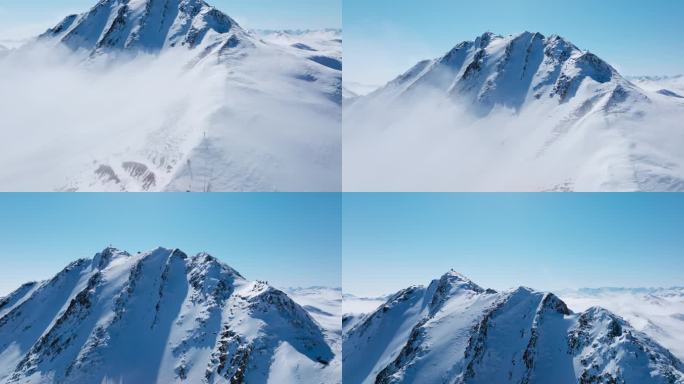 四川夹金山雪山云海航拍风景