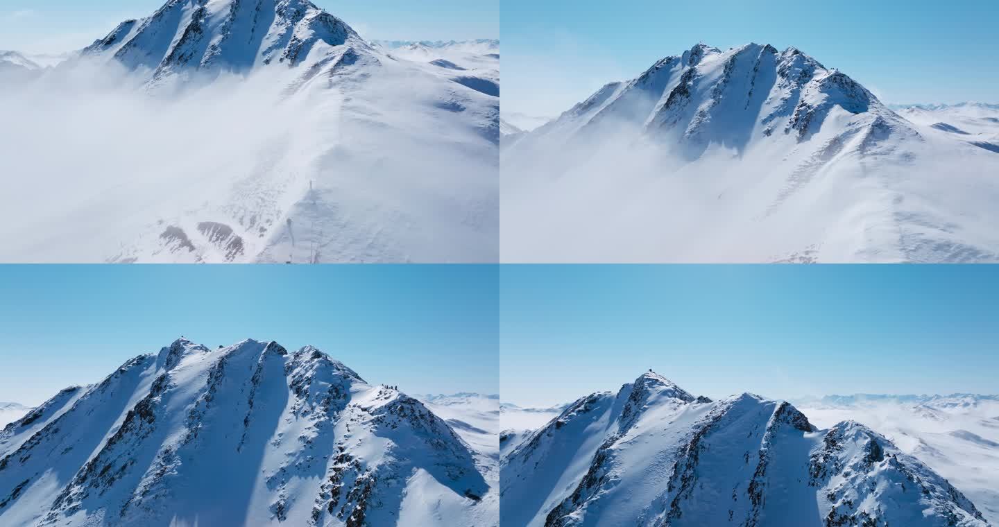 四川夹金山雪山云海航拍风景