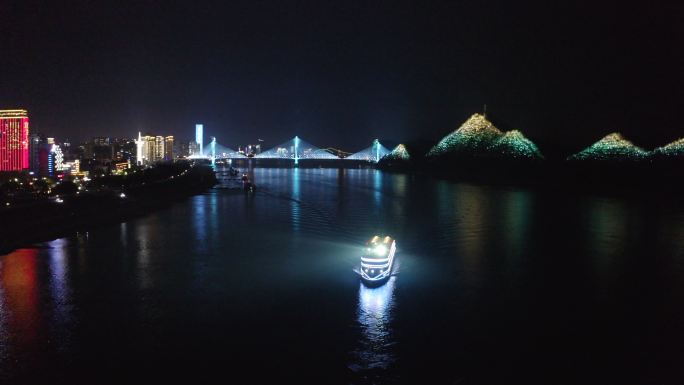 4K航拍宜昌长江两坝一峡夜景