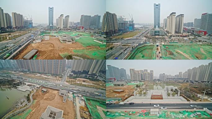 高新区科技八路城市发展道路航拍