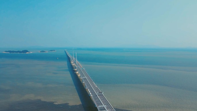 大湾区珠海港珠澳大桥航拍大气景观素材
