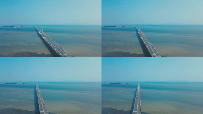 大湾区珠海港珠澳大桥航拍大气景观素材
