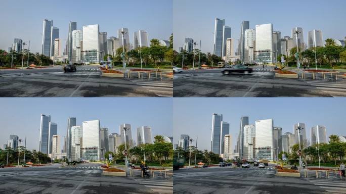 迅速崛起的深圳前海和繁忙的公路交通