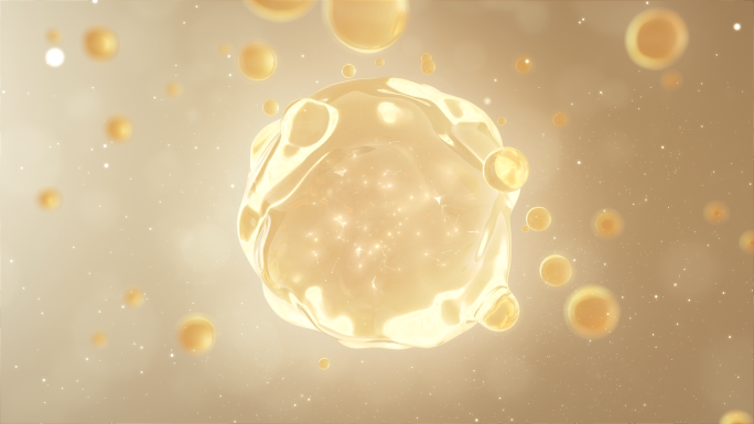 金色明亮精华分子穿梭汇聚融合修复细胞饱满