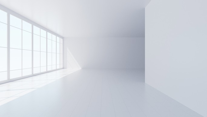 白色室内空房间3D渲染