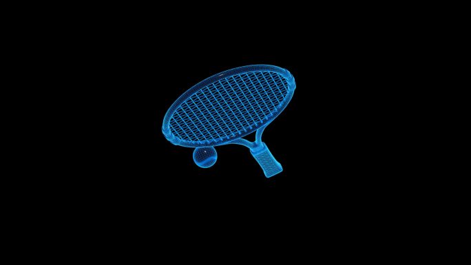 网球拍蓝色科技线条通道素材