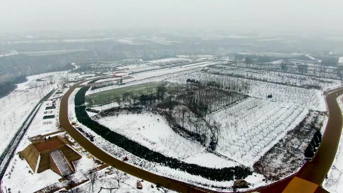 航拍：渑池仰韶遗址公园雪景