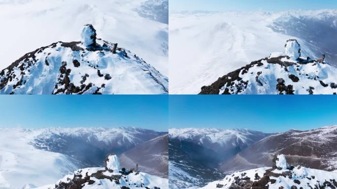 航拍夹金山冬季雪山风景冰天雪地