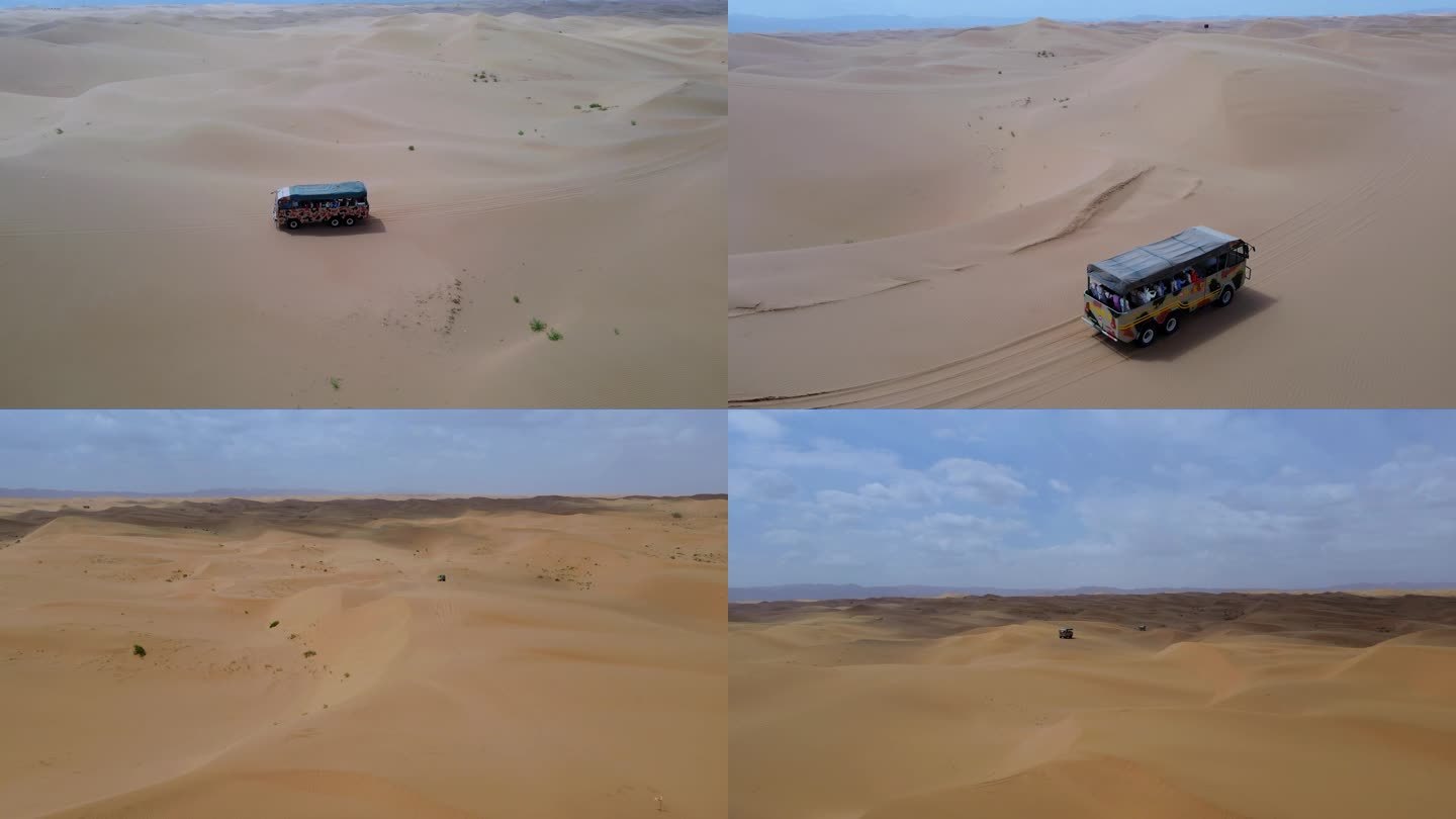 中卫沙坡头沙漠冲浪车4K航拍