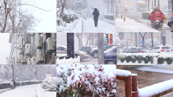 下雪行人车辆高速慢镜头