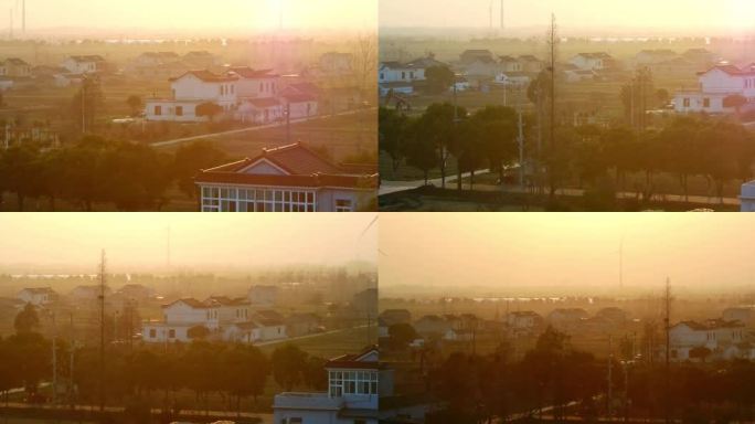 大疆悟2航拍村庄别墅夕阳