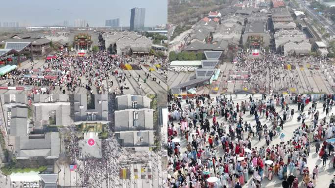 武汉第四届汉口里花朝节广场上的游客