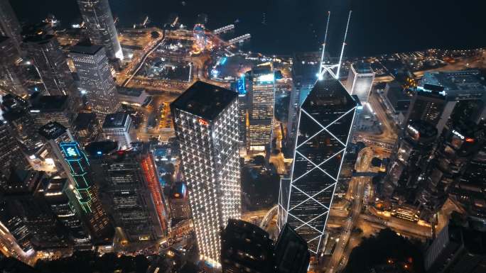 香港太平山夜景航拍视频