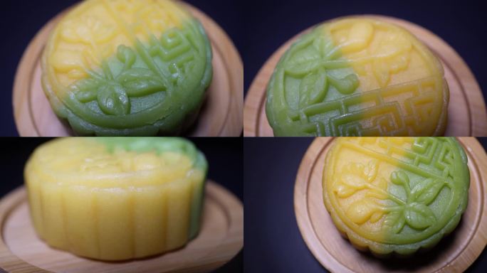 镜头合集双色水晶冰沙绿豆糕甜品甜点(1)