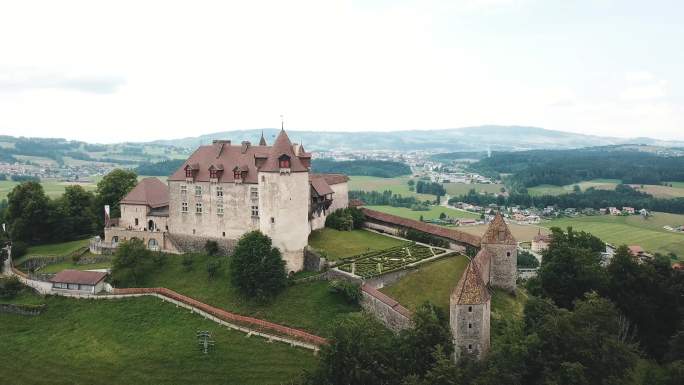 4K航拍瑞士城堡
