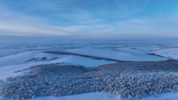 航拍4K内蒙古雪域雪原暮色