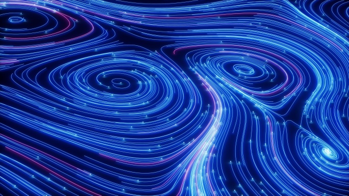 发光流动的粒子线条动画3D渲染