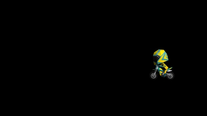 黄色摩托开车车手游戏动作带通道三维卡通