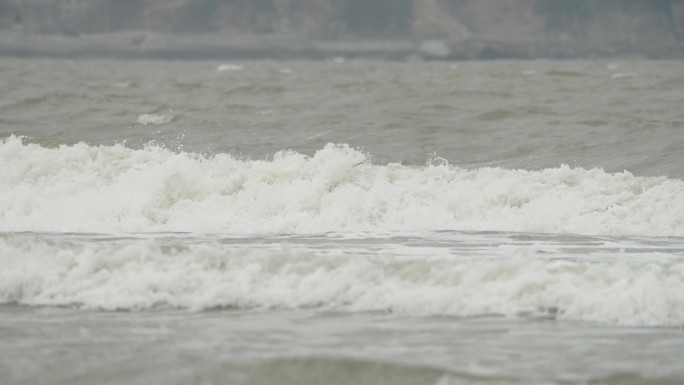 特写大海层层海浪 长焦海浪 奔腾大浪