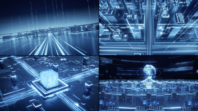 科技未来城市办公数据智能场景-视频素材