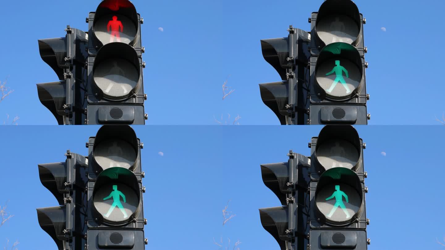 交通信号灯绿灯行人红灯停视频素材