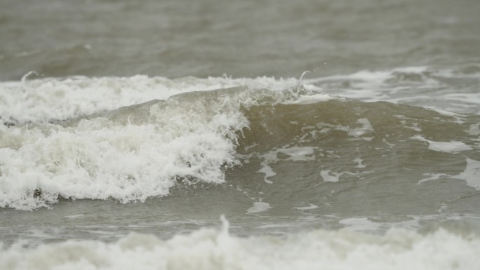特写大海层层海浪 长焦海浪 奔腾大浪