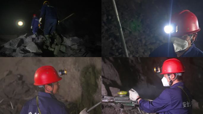 煤矿金属矿挖矿工人挖矿开采探洞空镜合集