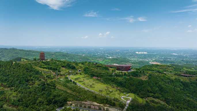 四川成都龙泉山丹景台航拍