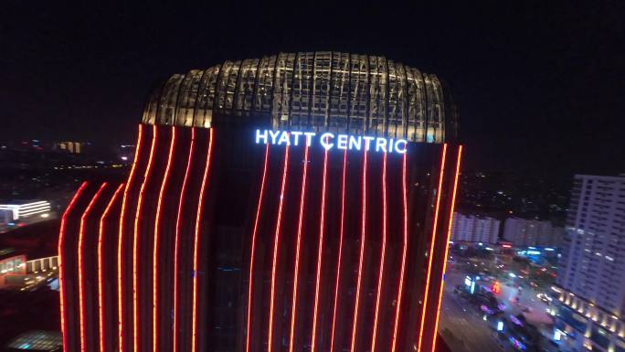 扬州西区五彩世界大楼夜景穿越机航拍