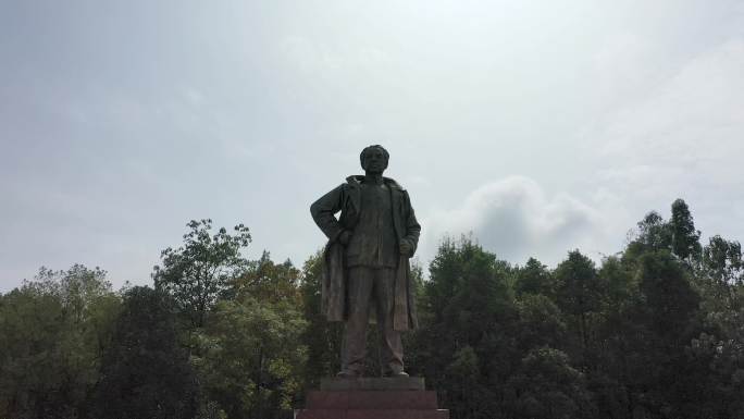 宜章邓中夏广场雕塑航拍