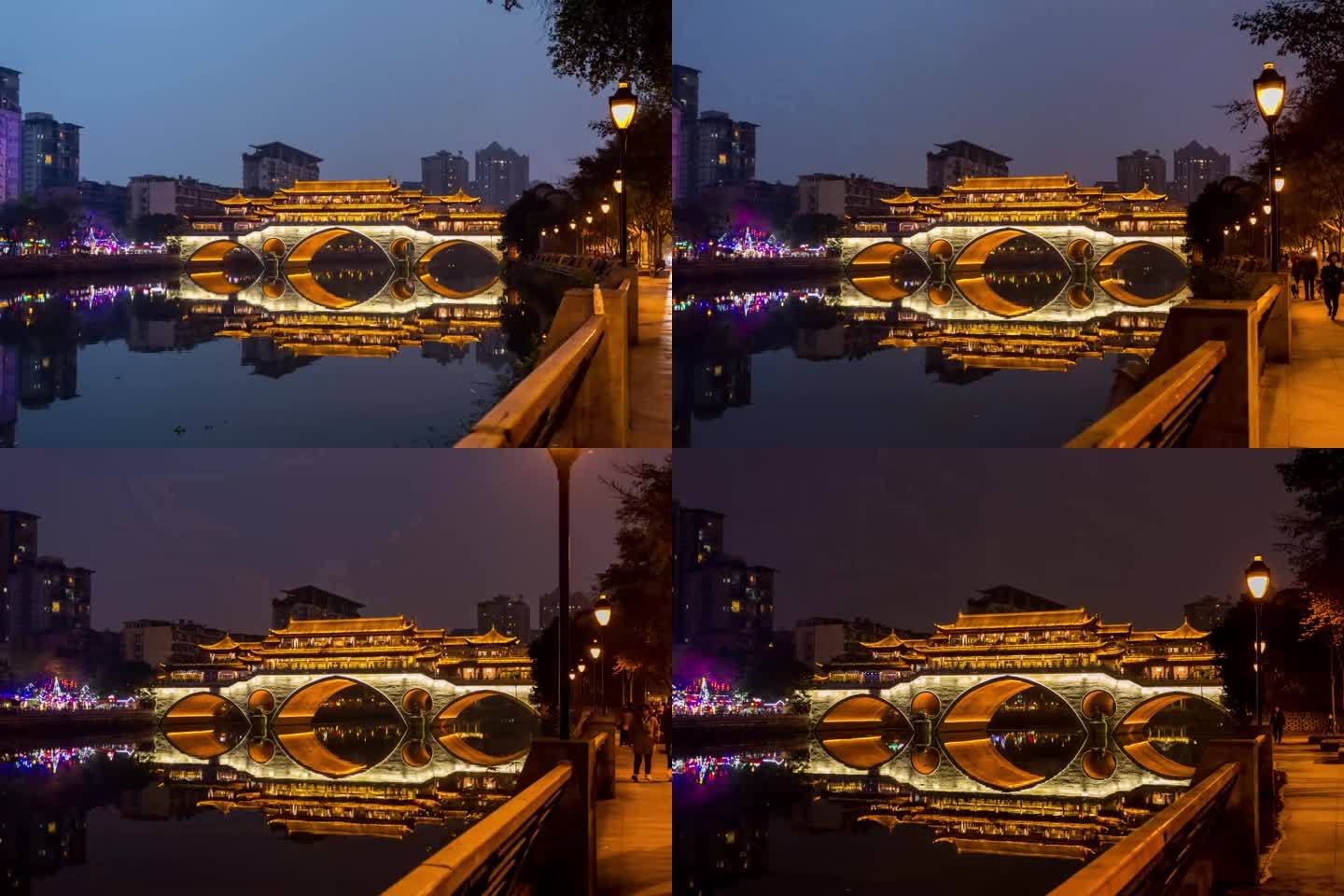 成都九眼桥夜景大范围延时摄影原素材