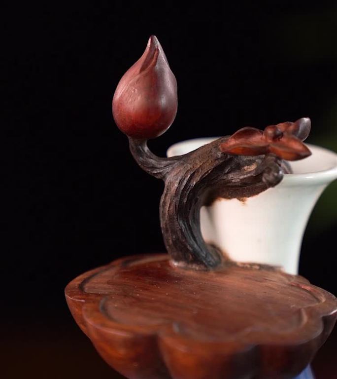花瓶摆件木头木雕雕刻木座特写展示工艺品