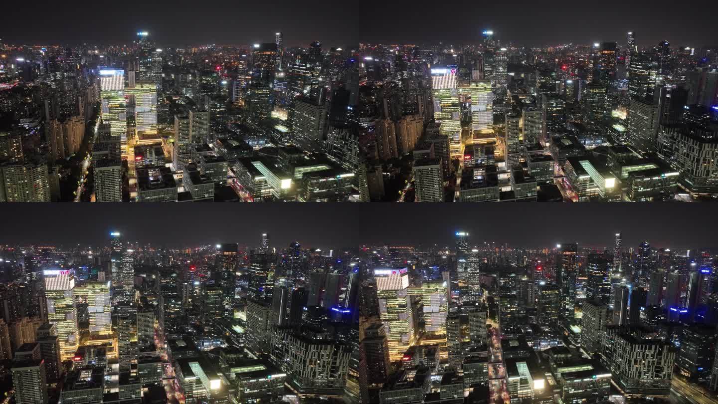 深圳金地威新软件产业园建筑群夜景航拍