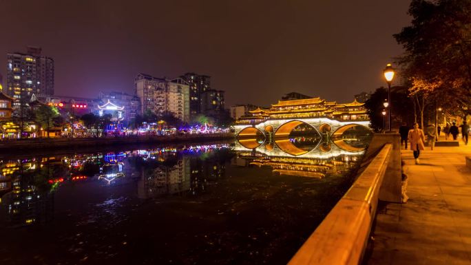 成都九眼桥夜景大范围延时摄影原素材