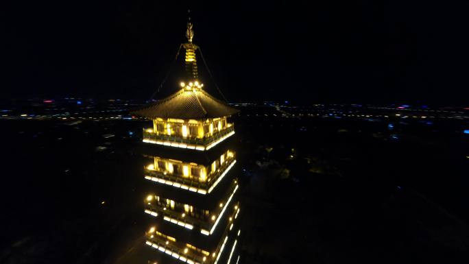 扬州栖灵塔夜景穿越机航拍