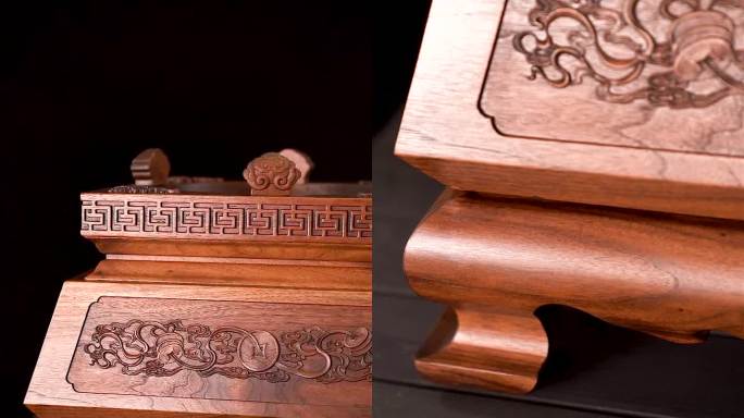 木头木雕雕刻木座特写展示工艺品办公室摆件