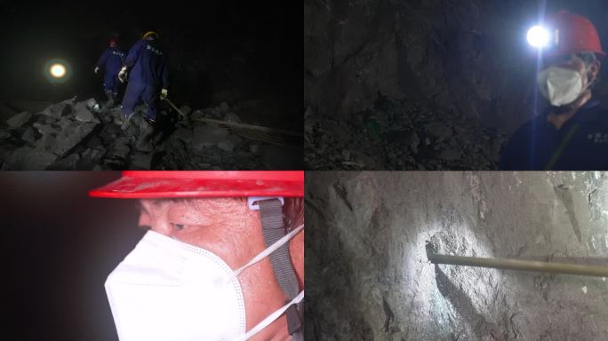 煤矿金属矿挖矿工人挖矿开采探洞空镜6
