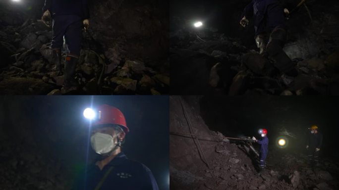 煤矿金属矿挖矿工人挖矿开采探洞空镜8