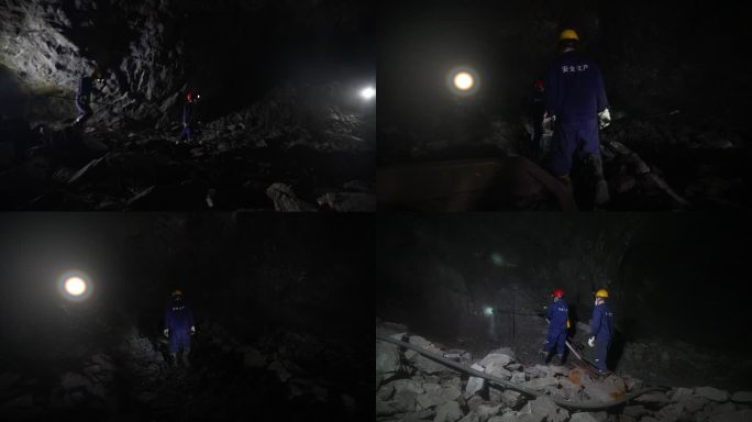 煤矿金属矿挖矿工人挖矿开采探洞空镜7